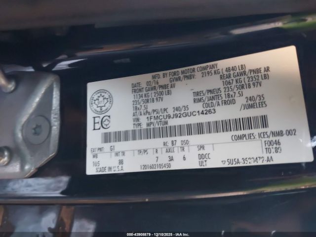 2016 FORD ESCAPE 1FMCU9J92GUC14263 Photo 8