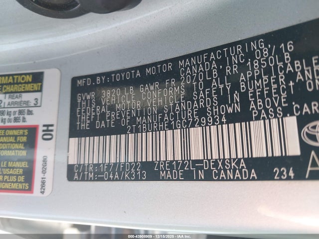Toyota Corolla S Plus 2016 2T1BURHE1GC729934 Image 9