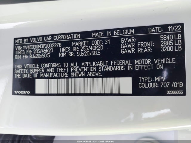 2023 VOLVO XC40 RECHARGE PURE ELECTRIC YV4ED3UM3P2002278 Photo 8