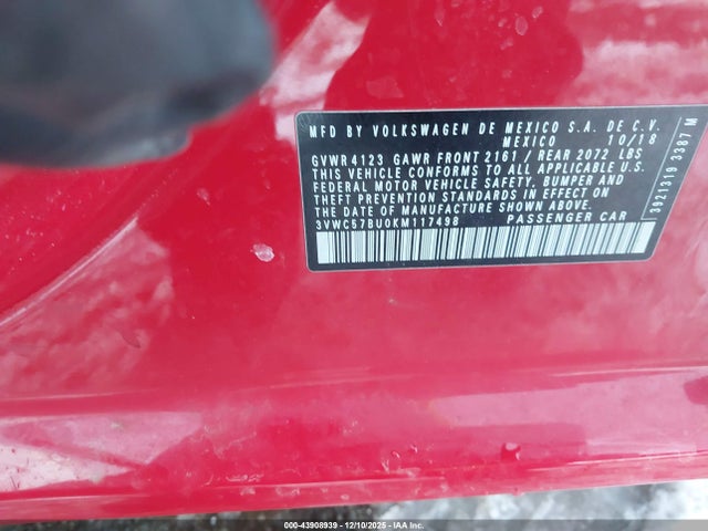 Продаж на аукціоні авто 2019 Volkswagen Jetta 1.4t R-line/1.4t S/1.4t Se, vin: 3VWC57BU0KM117498, номер лоту: 43908939