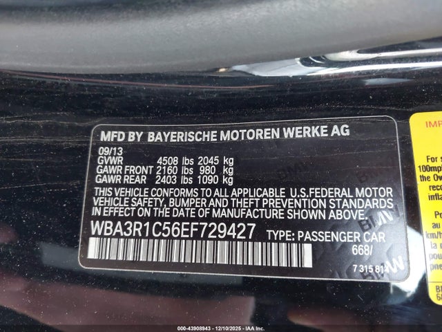 Aukcja sprzedaży 2014 Bmw 435i, vin: WBA3R1C56EF729427, numer aukcji: 43908943