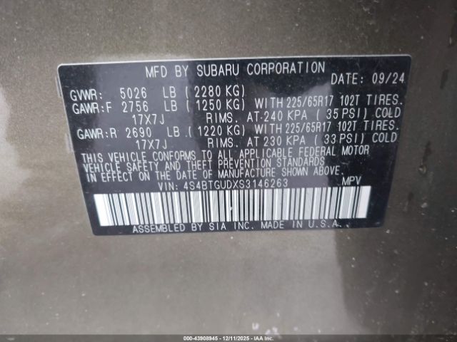 2025 SUBARU OUTBACK 4S4BTGUDXS3146263 Photo 8