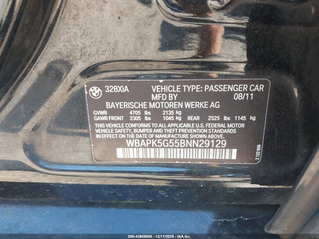 2011 BMW 328I WBAPK5G55BNN29129 Photo 8
