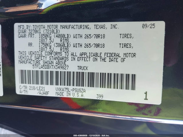 5TFLA5DBXTX349827 Toyota Tundra Sr5 Crewmax 5.5&#039; Bed