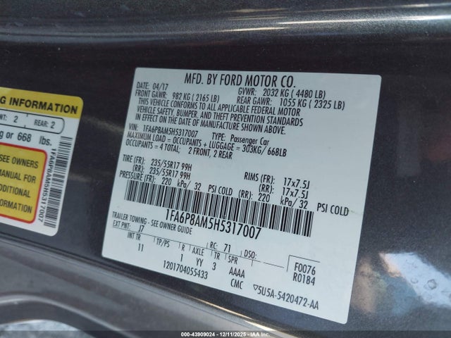 Ford Mustang V6 2017 1FA6P8AM5H5317007 Image 9