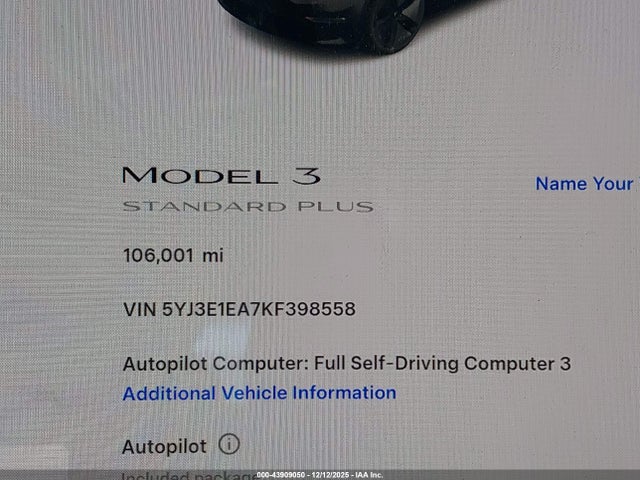 Tesla MODEL 3 2019 5YJ3E1EA7KF398558 Image 16