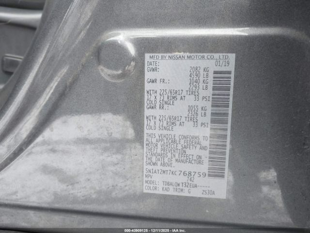 2019 NISSAN ROGUE 5N1AT2MT7KC768759 Photo 8