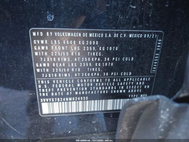 2022 VOLKSWAGEN TAOS 3VVYX7B24NM024930 Photo 8