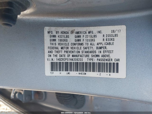 1HGCR2F51HA306200 Honda Accord Sport