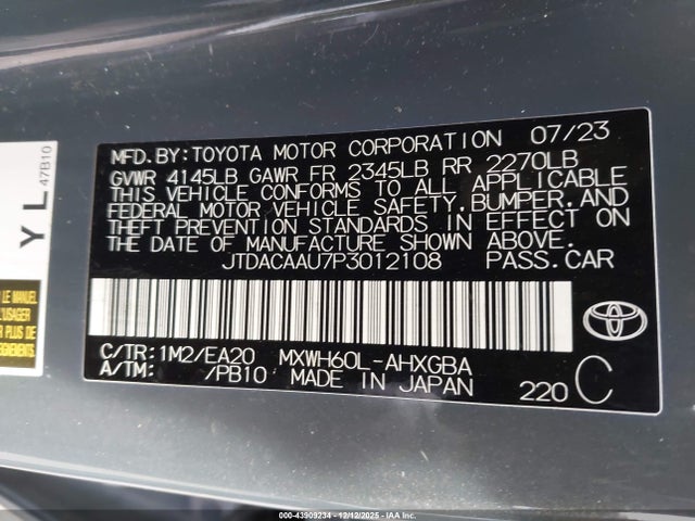 2023 TOYOTA PRIUS JTDACAAU7P3012108 Photo 8