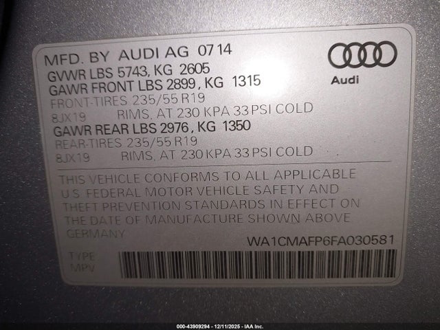 2015 AUDI Q5 WA1CMAFP6FA030581 Photo 8