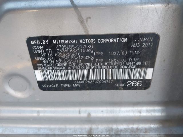 2018 MITSUBISHI OUTLANDER JA4AD2A33JZ004757 Photo 8