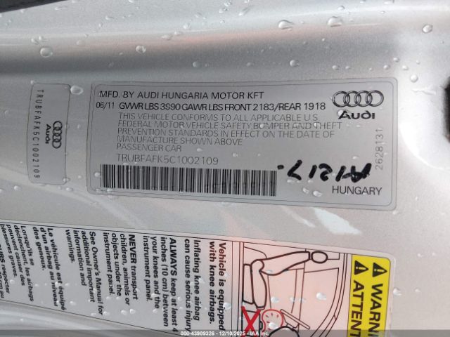 2012 AUDI TT TRUBFAFK5C1002109 Photo 8