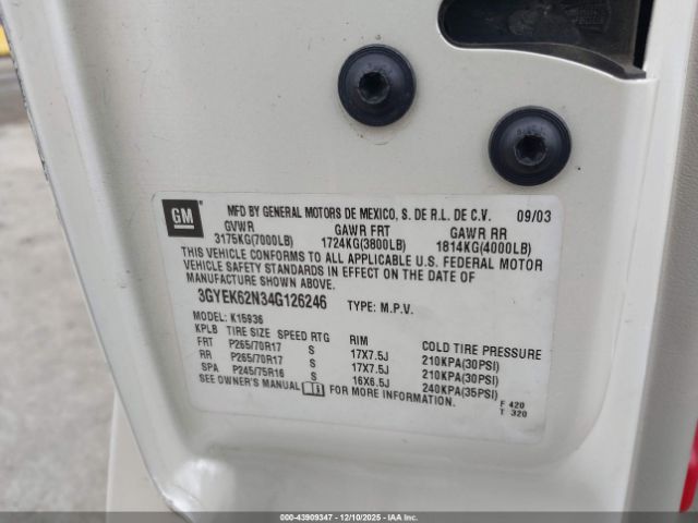 2004 CADILLAC ESCALADE EXT 3GYEK62N34G126246 Photo 8