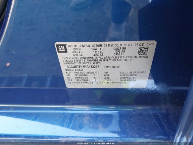 2017 CHEVROLET SILVERADO 1500 3GCUKTEJ3HG113222 Photo 8