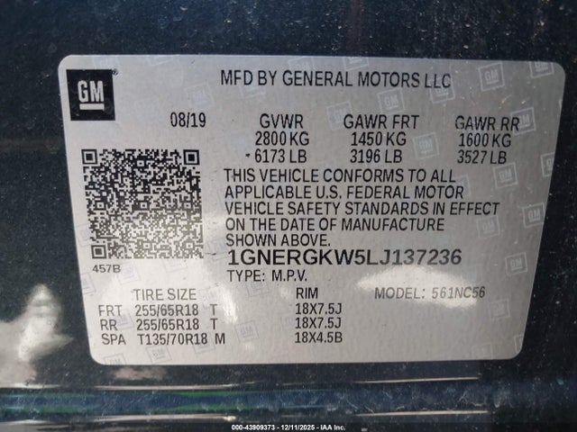 2020 CHEVROLET TRAVERSE 1GNERGKW5LJ137236 Photo 8