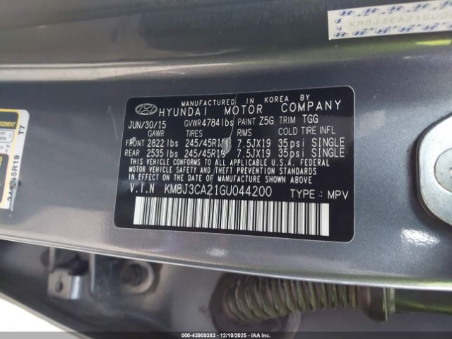 2016 HYUNDAI TUCSON KM8J3CA21GU044200 Photo 8