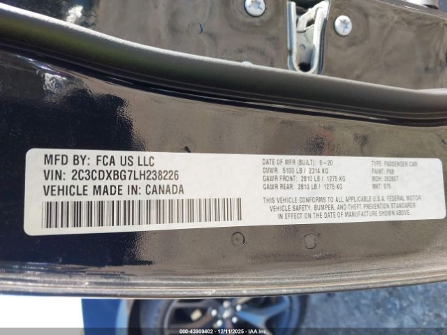 2020 DODGE CHARGER 2C3CDXBG7LH238226 Photo 8
