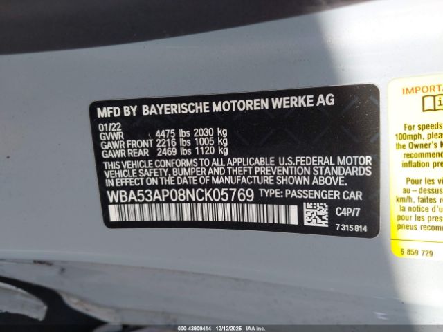 2022 BMW 430I WBA53AP08NCK05769 Photo 8