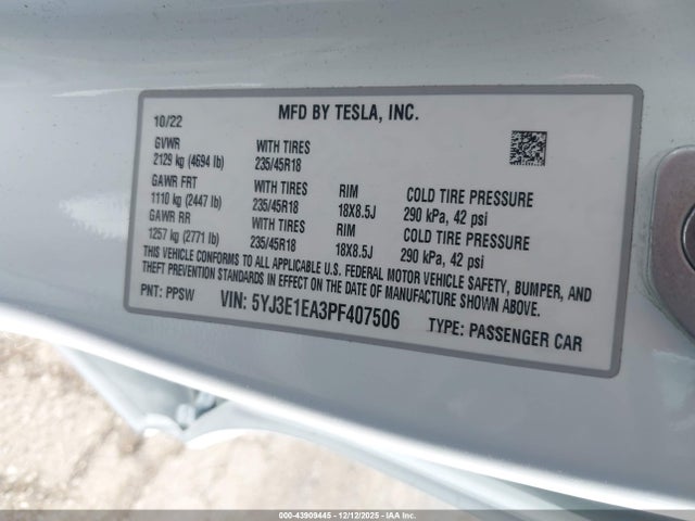 2023 TESLA MODEL 3 5YJ3E1EA3PF407506 Photo 8