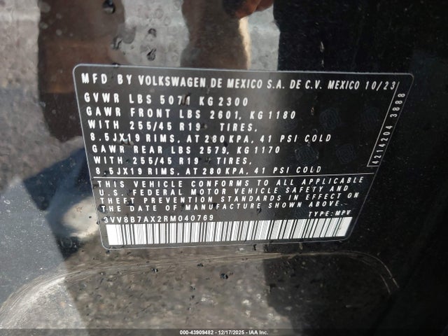 2024 VOLKSWAGEN TIGUAN 3VV8B7AX2RM040769 Photo 8