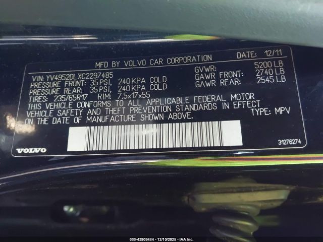 2012 VOLVO XC60 YV4952DLXC2297485 Photo 8