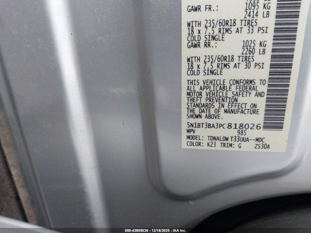 Продажа на аукционе авто 2023 Nissan Rogue Sv Fwd, vin: 5N1BT3BA3PC818026, номер лота: 43909536