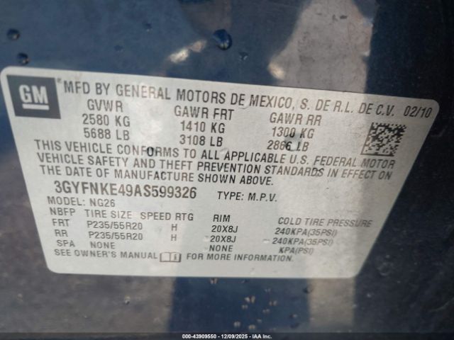 2010 CADILLAC SRX 3GYFNKE49AS599326 Photo 8