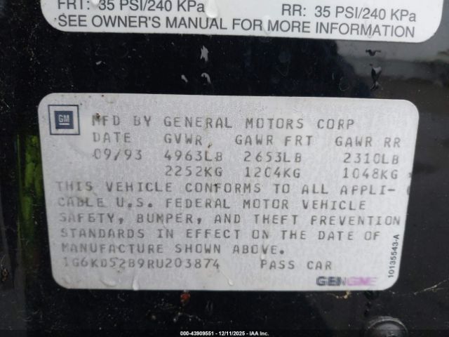 1994 CADILLAC DEVILLE 1G6KD52B9RU203874 Photo 8