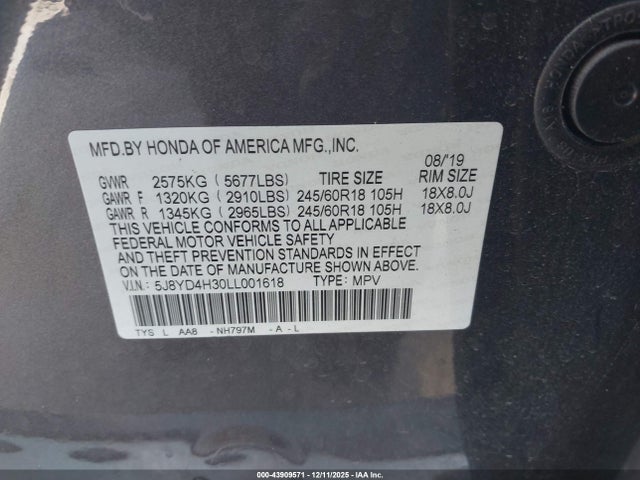 2020 ACURA MDX 5J8YD4H30LL001618 Photo 8
