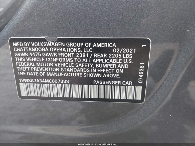 2021 VOLKSWAGEN PASSAT 1VWSA7A34MC007333 Photo 8