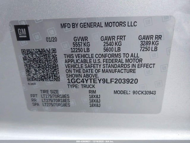 1GC4YTEY9LF203920 Chevrolet Silverado 3500hd 4wd Long Bed Lt
