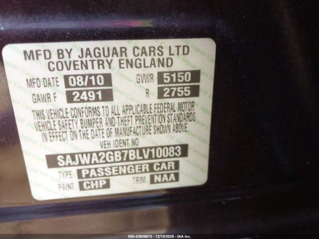 2011 JAGUAR XJ SAJWA2GB7BLV10083 Photo 8