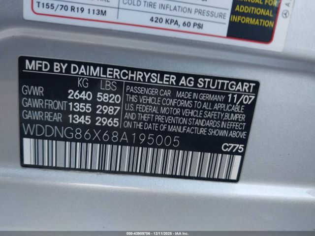 2008 MERCEDES-BENZ S 550 WDDNG86X68A195005 Photo 8