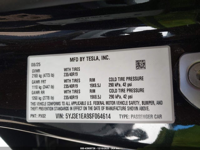 2025 TESLA MODEL 3 5YJ3E1EA9SF064614 Photo 8