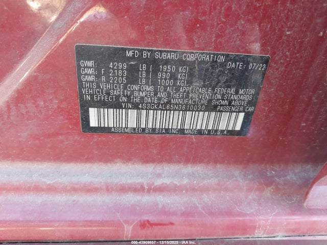 4S3GKAL65N3610030 Subaru Impreza Sport