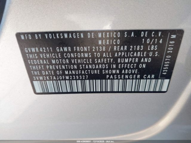 2015 VOLKSWAGEN JETTA 3VW2K7AJ0FM239327 Photo 8