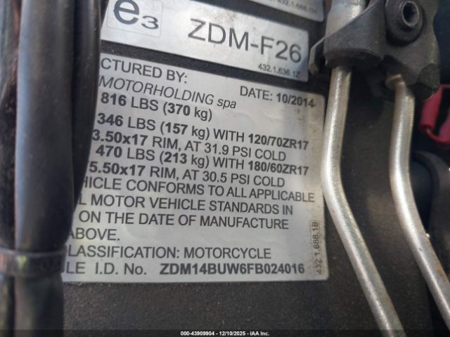 2015 DUCATI SUPERBIKE ZDM14BUW6FB024016 Photo 9