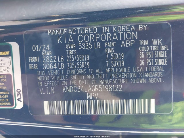 KNDC34LA3R5198122 KIA Ev6 Wind