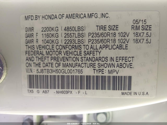 2016 ACURA RDX 5J8TB3H50GL001765 Photo 8