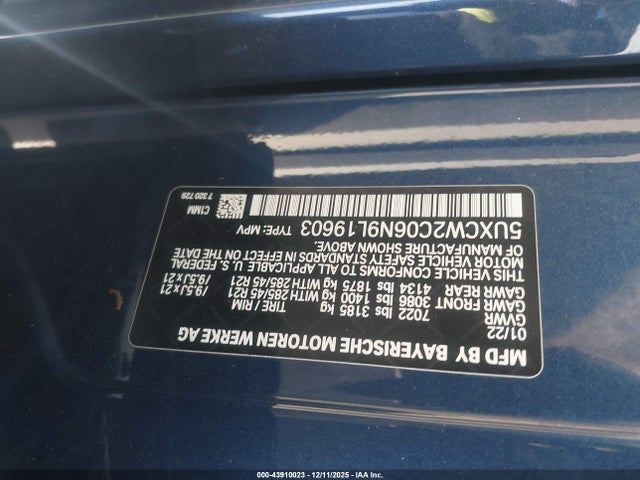 2022 BMW X7 5UXCW2C06N9L19603 Photo 8