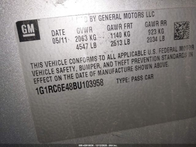 2011 CHEVROLET VOLT 1G1RC6E48BU103958 Photo 8