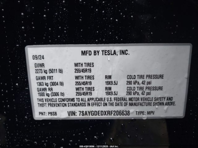 2024 TESLA MODEL Y 7SAYGDEDXRF206638 Photo 8