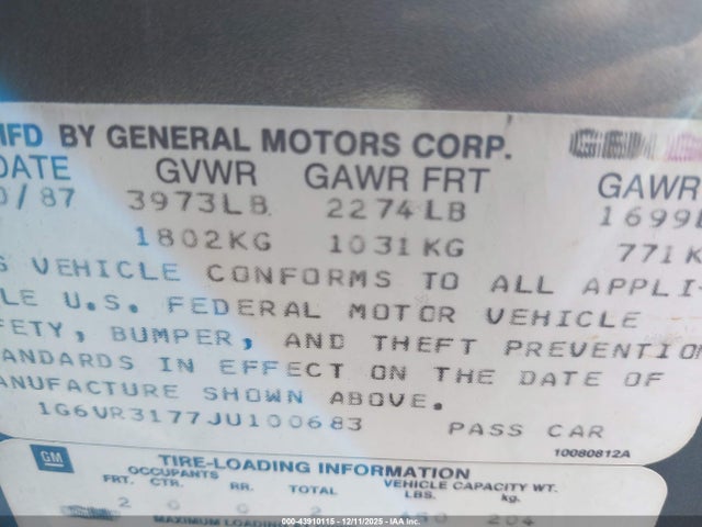 1988 CADILLAC ALLANTE 1G6VR3177JU100683 Photo 8