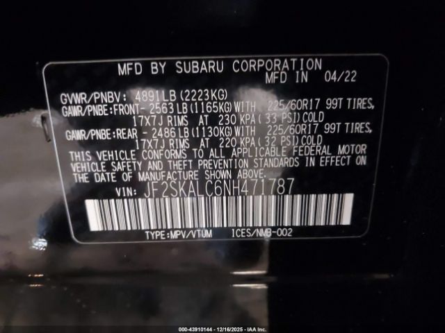 2022 SUBARU FORESTER JF2SKALC6NH471787 Photo 8