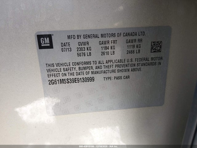 2014 CADILLAC XTS 2G61M5S39E9130999 Photo 8