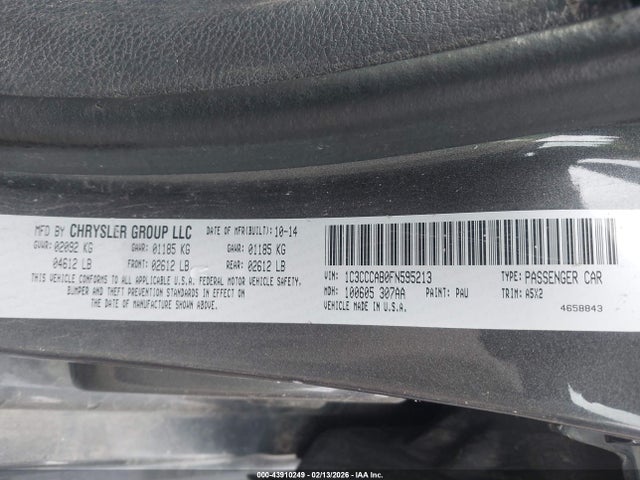 Aukcja sprzedaży 2015 Chrysler 200 Limited, vin: 1C3CCCAB0FN595213, numer aukcji: 43910249