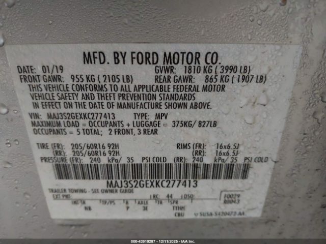 2019 FORD ECOSPORT MAJ3S2GEXKC277413 Photo 8