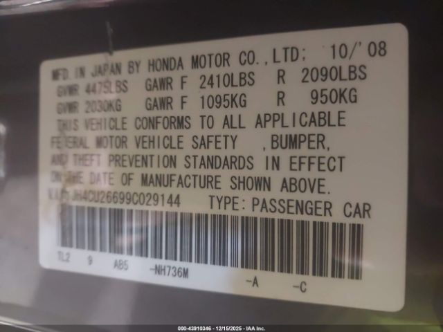 2009 ACURA TSX JH4CU26699C029144 Photo 8