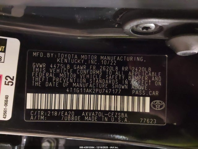 Toyota CAMRY SE 2023 4T1G11AK2PU747177 Image 9